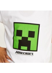 Juniors Minecraft Print T-shirt with Crew Neck and Short Sleeves