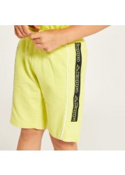 Kappa Logo Detail Shorts with Drawstring Closure and Pockets