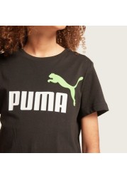 PUMA Logo Print T-shirt with Short Sleeves