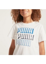 PUMA Typographic Print T-shirt with Short Sleeves