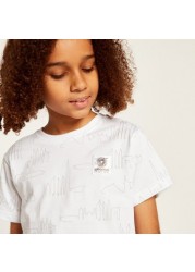 Expo 2020 All-Over Printed T-shirt with Crew Neck and Short Sleeves