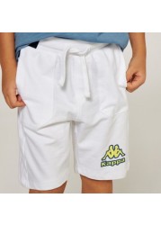 Kappa Printed Mid-Rise Shorts with Drawstring Closure and Pockets