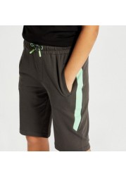 XYZ Panelled Shorts with Drawstring Closure and Pockets