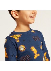 All-Over Garfield Print T-shirt with Long Sleeves