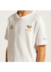 adidas Printed Round Neck T-shirt with Short Sleeves