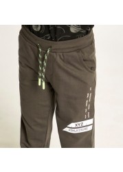 XYZ Printed Joggers with Drawstring Closure and Pockets