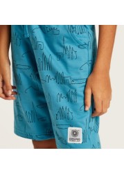 Expo 2020 Printed Shorts with Drawstring Closure and Pockets