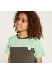 XYZ Colourblock Crew Neck T-shirt and Shorts Set