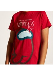 Among Us Printed Crew Neck T-shirt with Short Sleeves