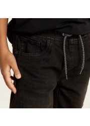 Juniors Solid Jeans with Drawstring Closure and Pockets