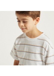 Striped T-shirt with Textured Shorts