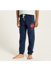 Spider-Man Print Crew Neck T-shirt and Pyjama Set