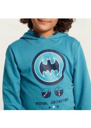 Batman Print Pullover with Long Sleeves and Hood