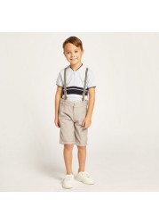 Juniors Solid Shorts with Button Closure and Suspenders