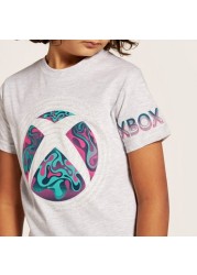 Xbox Logo Print Crew Neck T-shirt with Short Sleeves