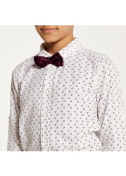 Juniors Printed Shirt with Long Sleeves and Button Closure