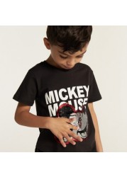 Disney Mickey Mouse Crew Neck T-shirt with Short Sleeves and Sequin Detail