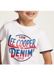 Lee Cooper Printed T-shirt with Crew Neck and Short Sleeves