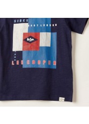 Lee Cooper Printed Crew Neck T-shirt with Short Sleeves