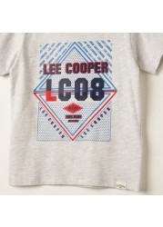 Lee Cooper Printed Crew Neck T-shirt with Short Sleeves