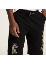 Disney Mickey Mouse Print Shorts with Drawstring Closure and Pockets