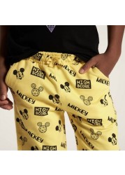 Disney Mickey Mouse Print Shorts with Drawstring Closure and Pockets