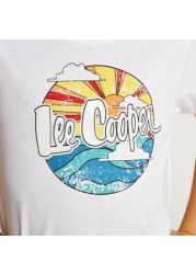 Lee Cooper Printed T-shirt with Crew Neck and Short Sleeves