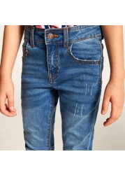 Juniors Solid Denim Jeans with Button Closure and Pockets