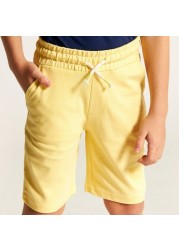 Juniors Solid Shorts with Drawstring Closure and Pockets