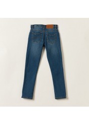 Lee Cooper Solid Denim Jeans with Pockets and Belt Loops