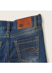 Lee Cooper Solid Denim Jeans with Pockets and Button Closure