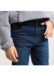 Lee Cooper Solid Denim Jeans with Pockets and Belt Loops