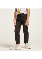 Juniors Solid Denim Pants with Pocket Detail and Drawstring