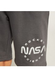 NASA Printed Shorts with Drawstring Closure and Pockets