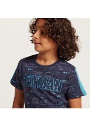 All-Over Batman Print T-shirt with Short Sleeves