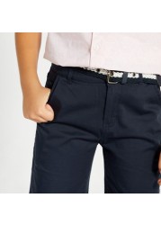 Juniors Solid Shorts with Pockets and Belt