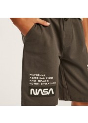 NASA Printed Shorts with Pockets and Drawstring Closure