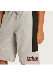 Batman Text Mid-Rise Shorts with Drawstring Closure and Pockets