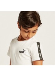 PUMA Logo Print Crew Neck T-shirt with Short Sleeves