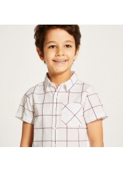 Juniors Checked Shirt with Short Sleeves and Pocket