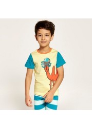 Juniors Camel Print Crew Neck T-shirt and Full Length Pyjama Set