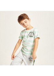 CPLG Striped Crew Neck T-shirt with Short Sleeves