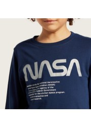 NASA Graphic Print T-shirt with Long Sleeves