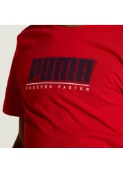 PUMA Logo Print T-shirt with Crew Neck and Short Sleeves