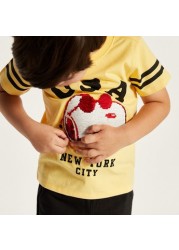 Snoopy Sequin Embellished Crew Neck T-shirt with Short Sleeves