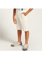 Juniors Striped Polo T-shirt and Shorts Set with Suspenders