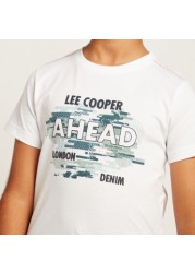 Lee Cooper Graphic Print Crew Neck T-shirt with Short Sleeves