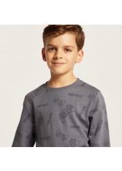 Juniors All-Over Printed Sweatshirt with Long Sleeves