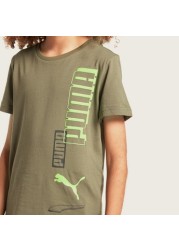 PUMA Graphic Print T-shirt with Short Sleeves