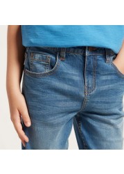 Juniors Slim Fit Denim Jeans with Pockets and Button Closure